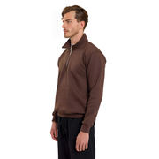 Brown Basic Oversized Quarter Zip Sweatshirt