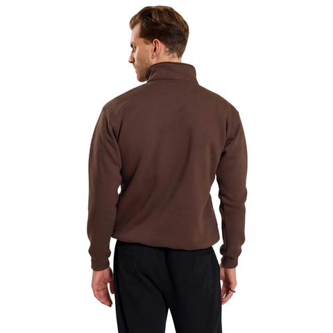 Brown Basic Oversized Quarter Zip Sweatshirt