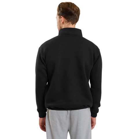 Black Basic Oversized Quarter Zip Sweatshirt