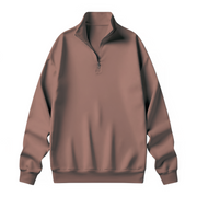 Brown Basic Oversized Quarter Zip Sweatshirt