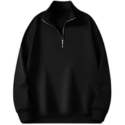 Black Basic Oversized Quarter Zip Sweatshirt