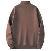 Brown Basic Oversized Quarter Zip Sweatshirt