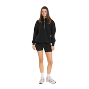 Black Basic Oversized Quarter Zip Sweatshirt