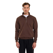 Brown Basic Oversized Quarter Zip Sweatshirt