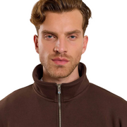 Brown Basic Oversized Quarter Zip Sweatshirt