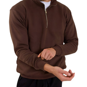 Brown Basic Oversized Quarter Zip Sweatshirt