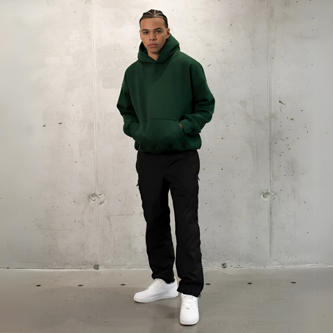 Dark Green Basic Oversized Hoodie